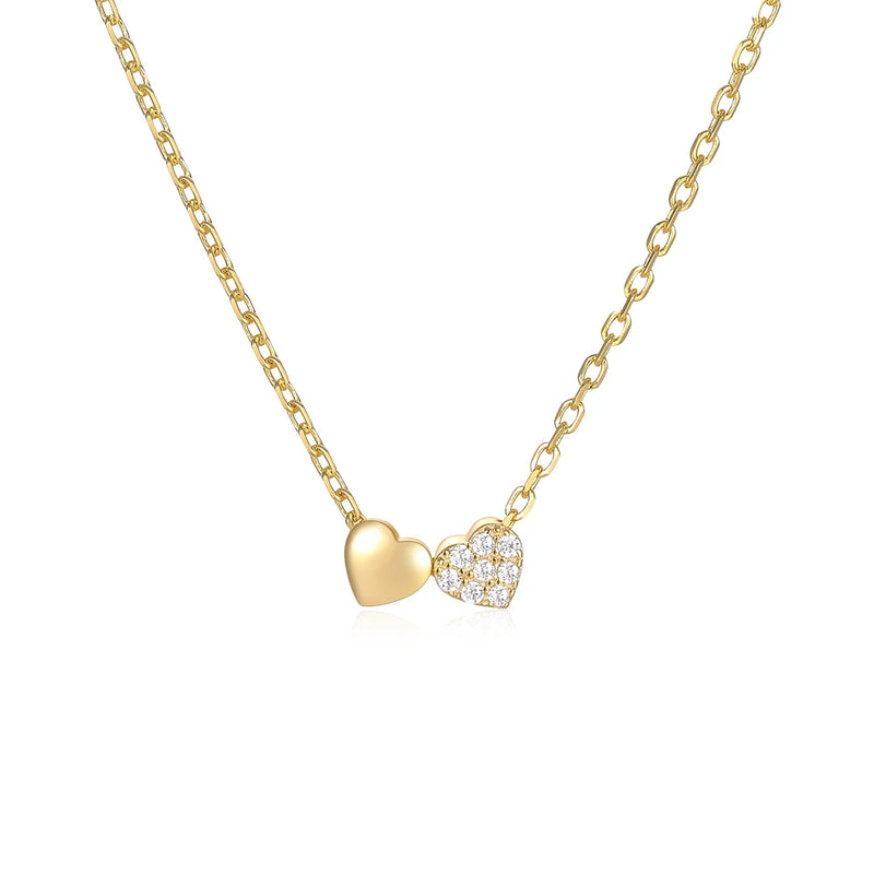 925 Silver Double Heart Zircon Necklace For Women
