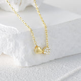 925 Silver Double Heart Zircon Necklace For Women