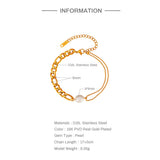 316 Stainless Steel Pearls Double Link-Chain Bracelet For Women