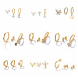925 Silver Zircon Stud Earrings Set For Women Girls Piercing Jewelry