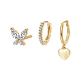 925 Silver Zircon Stud Earrings Set For Women Girls Piercing Jewelry