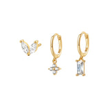 925 Silver Zircon Stud Earrings Set For Women Girls Piercing Jewelry