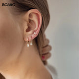 925 Silver Zircon Stud Earrings Set For Women Girls Piercing Jewelry