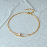 925 Silver Bracelets Minimalist Zircon Double Layer Single Zircon Couple Jewelry