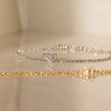 925 Silver Bracelets Minimalist Zircon Double Layer Single Zircon Couple Jewelry