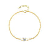 925 Silver Bracelets Minimalist Zircon Double Layer Single Zircon Couple Jewelry