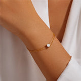 925 Silver Bracelets Minimalist Zircon Double Layer Single Zircon Couple Jewelry
