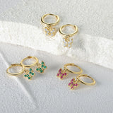 925 Silver Butterfly Drop Earring Micro Inlaid CZ Ear Buckle Earrings