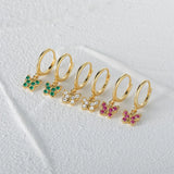 925 Silver Butterfly Drop Earring Micro Inlaid CZ Ear Buckle Earrings