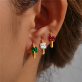 925 Silver Crystal Earrings Women Wedding Jewelry