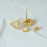 925 Silver Double Circle Zircon Earrings for Women