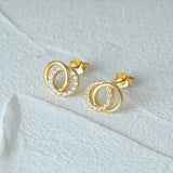 925 Silver Double Circle Zircon Earrings for Women