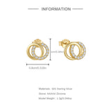 925 Silver Double Circle Zircon Earrings for Women
