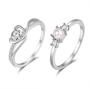 925 Sterling Silver Double Layered Zircon Wedding Ring