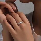 925 Sterling Silver Double Layered Zircon Wedding Ring