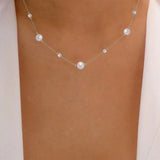 925 Silver Pearl Necklace Women Sexy Jewelry Collier Perle Summer Beach
