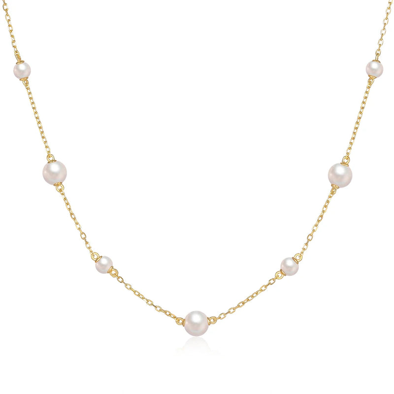 925 Silver Pearl Necklace Women Sexy Jewelry Collier Perle Summer Beach