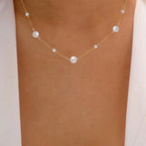 925 Silver Pearl Necklace Women Sexy Jewelry Collier Perle Summer Beach