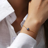 925 Sterling Silver Devil's Eye Enamel Bracelet Bangle