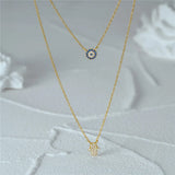 Evil Eye Palm Pendant Necklaces Crystal Double Layer Couple Jewelry