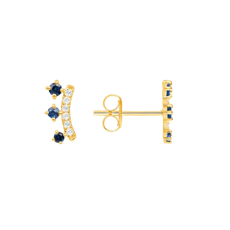 925 Silver Geometric Crystal Stud Earrings Colorful Zircon Piercing Jewelry