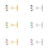 925 Silver Geometric Crystal Stud Earrings Colorful Zircon Piercing Jewelry