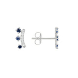 925 Silver Geometric Crystal Stud Earrings Colorful Zircon Piercing Jewelry