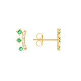925 Silver Geometric Crystal Stud Earrings Colorful Zircon Piercing Jewelry