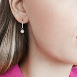 925 Silver Zircon Ear Hook Pearl Earrings