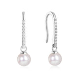 925 Silver Zircon Ear Hook Pearl Earrings