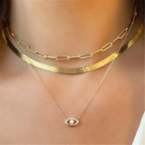 925 Silver Pearl Pendant Evil Eye Zircon Necklace Women Gift