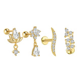 925 Sterling Silver Geometric Zircon Leaf Earrings