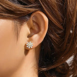 925 Silver Studs Opal Crystal Earrings Women Bijoux