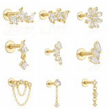 925 Silver Studs Opal Crystal Earrings Women Bijoux