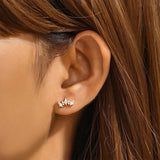 925 Silver Studs Opal Crystal Earrings Women Bijoux