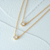 925 Silver Zircon Pendant Necklace Double Layer Choker Necklaces For Women