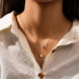 925 Silver Zircon Pendant Necklace Double Layer Choker Necklaces For Women