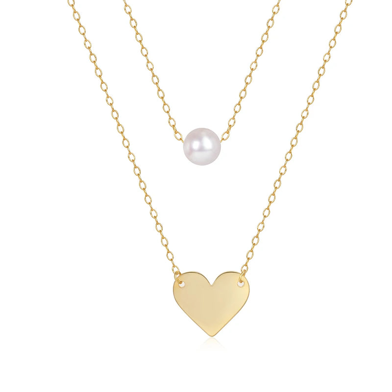 925 Silver Zircon Pendant Necklace Double Layer Choker Necklaces For Women