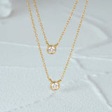 925 Silver Zircon Pendant Necklace Double Layer Choker Necklaces For Women