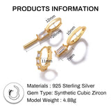 925 Silver Zircon Stud Earrings 3PCS Set Rainbow Hoop Pendientes Plata Jewelry