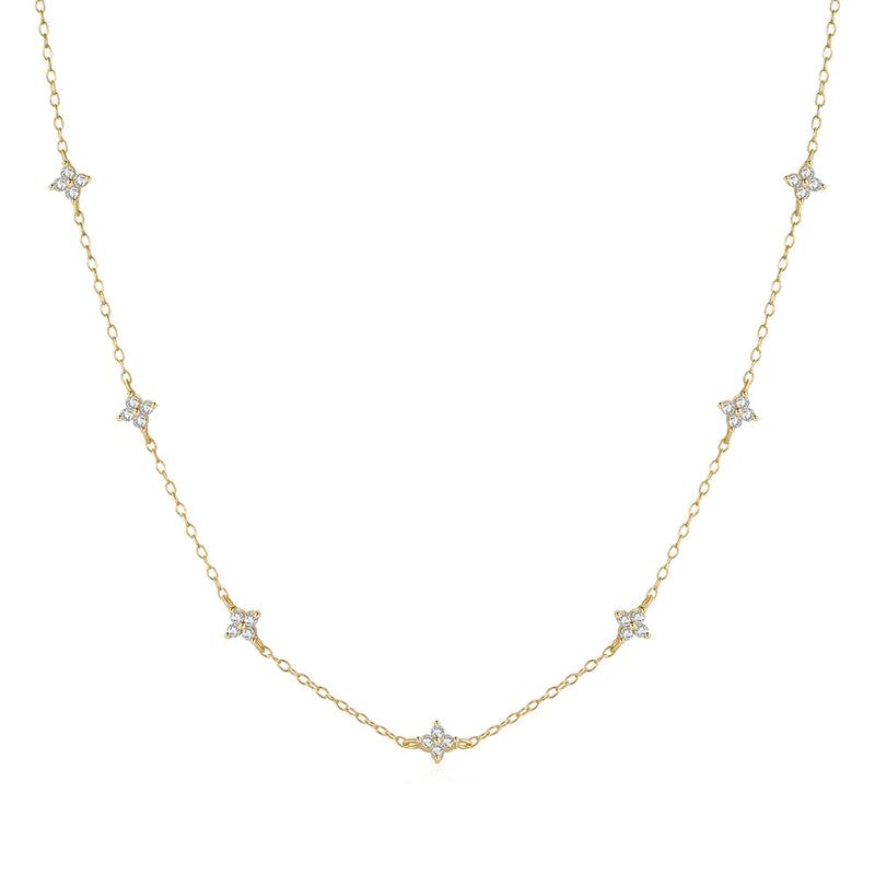 925 Silver CZ Geometric Necklace 18K Plated