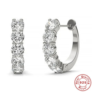 D VVS1 0.1CT Moissanite 925 Sterling Silver Hoop Earrings Platinum Plated