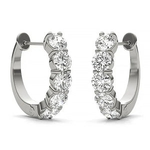 D VVS1 0.1CT Moissanite 925 Sterling Silver Hoop Earrings Platinum Plated
