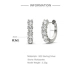 D VVS1 0.1CT Moissanite 925 Sterling Silver Hoop Earrings Platinum Plated