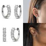 D VVS1 0.1CT Moissanite 925 Sterling Silver Hoop Earrings Platinum Plated