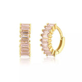 Silver Hoop Earrings with Zircon Pendientes Brincos Aretes