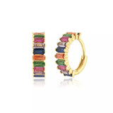 Silver Hoop Earrings with Zircon Pendientes Brincos Aretes