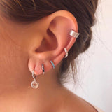Silver Hoop Earrings with Zircon Pendientes Brincos Aretes