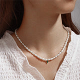925 Sterling Silver Pearl Necklace Emerald Cross Pendant