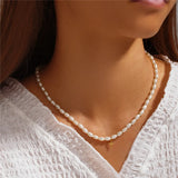 925 Sterling Silver Pearl Necklace Emerald Cross Pendant